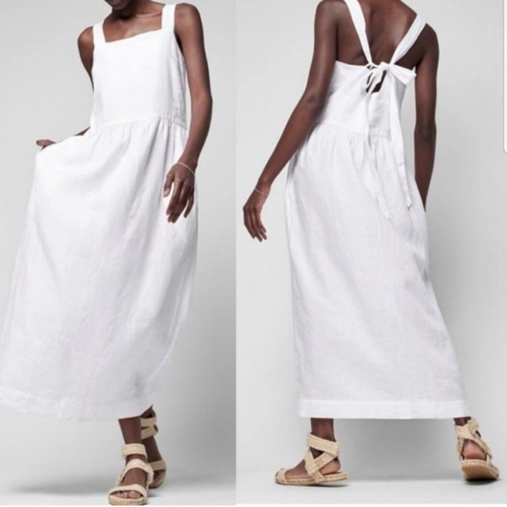 Faherty Allegra linen dress in Oyster Size XL